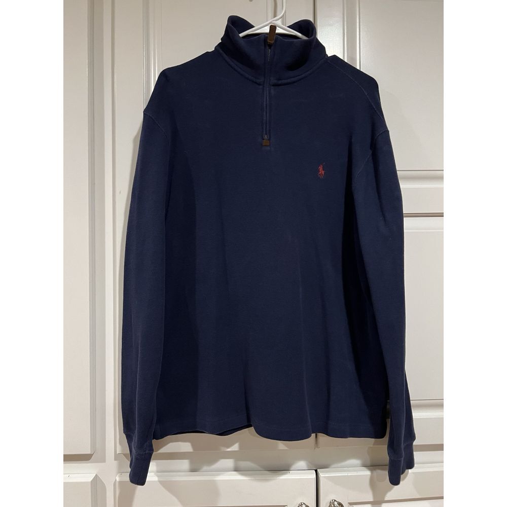 Vintage Polo Ralph Lauren 1/4 Zip Sweater Pullover Men's Size Medium Navy